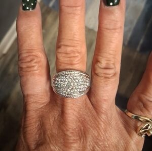 Vintage Sterling Silver Paved Cluster Ring